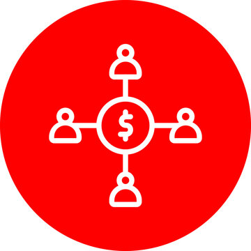 Crowdfunding Vector Line White Circle Red
