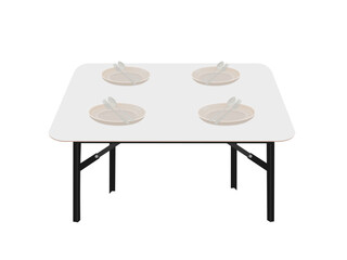 Plywood table on white background.