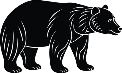 Bear silhouette, polar bear silhouette flat vector

