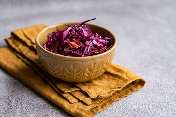 Red cabbage and carrot organic salad