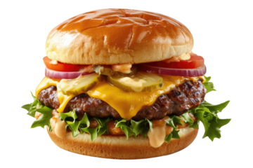 Cheese burger isolated on transparent background