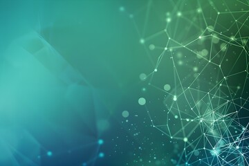 Green Abstract Network Background with Light Dots