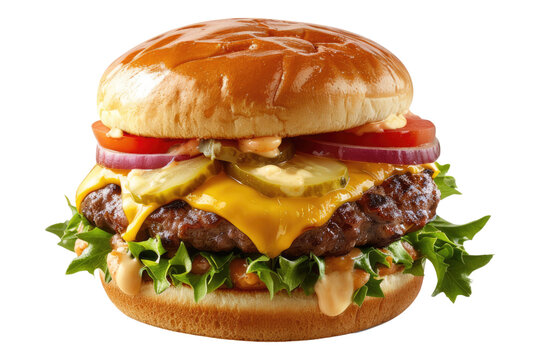 Cheese burger isolated on transparent background
