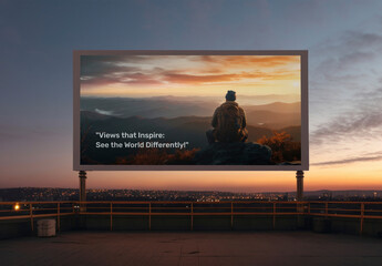 Night Billboard Sign Mockup With Generative AI