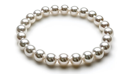 Fototapeta premium Elegant pearl necklace isolated on white, top view