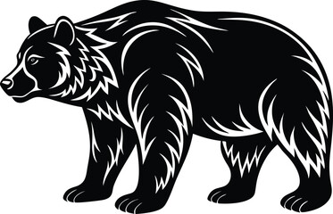 Bear silhouette, polar bear silhouette flat vector

