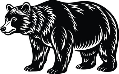 Bear silhouette, polar bear silhouette flat vector

