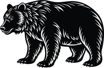 Bear silhouette, polar bear silhouette flat vector

