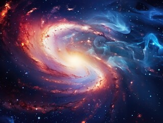 A beautiful spiral galaxy with stars shining bright, great for use as a background or space-themed design