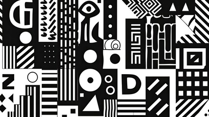 Minimalist black and white pattern bold typography