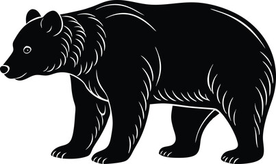 Bear silhouette, polar bear silhouette flat vector


