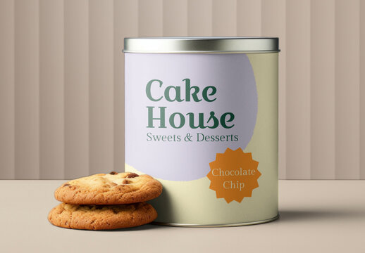 Product Cookie Tin Box Mockup With Generative AI
