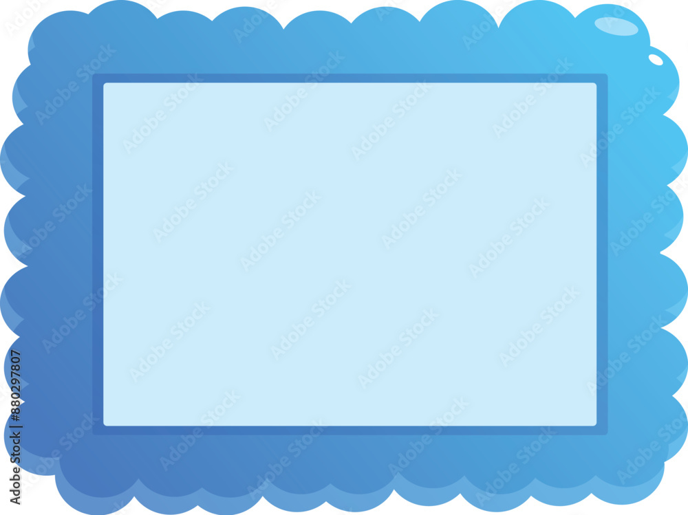 Poster light blue wavy picture frame creating a blank square shape ready for your content