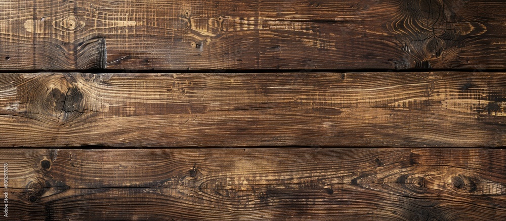 Poster top view of a brown wooden table as a background for a banner template layout mockup with a clear vi