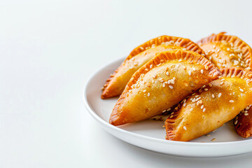 Fototapeta premium a plate of empanadas with sesame seeds