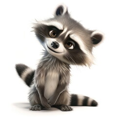 raccoon on White background