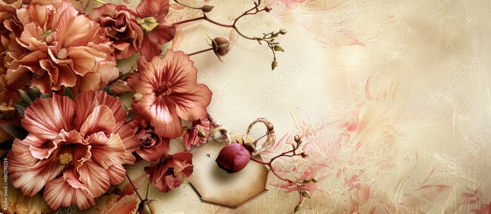 Poster Flowers elegantly adorned with decorative elements and a tag available for adding text or images in the open space provided.