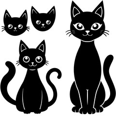 Halloween Black Cute Cat silhouette set