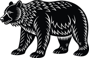 Bear silhouette, polar bear silhouette flat vector

