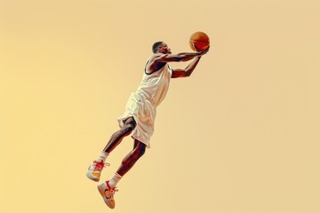Dynamic Basketball Player in Action Mid Air Jump Shot Sports Concept for Posters