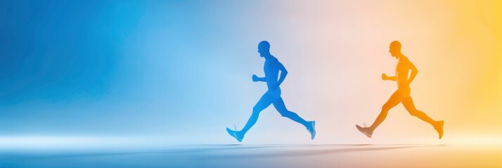A black male athlete wearing yellow jersey running on a black background