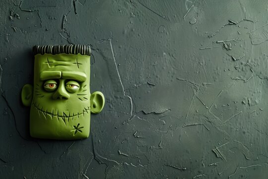 Green frankenstein monster face halloween backdrop