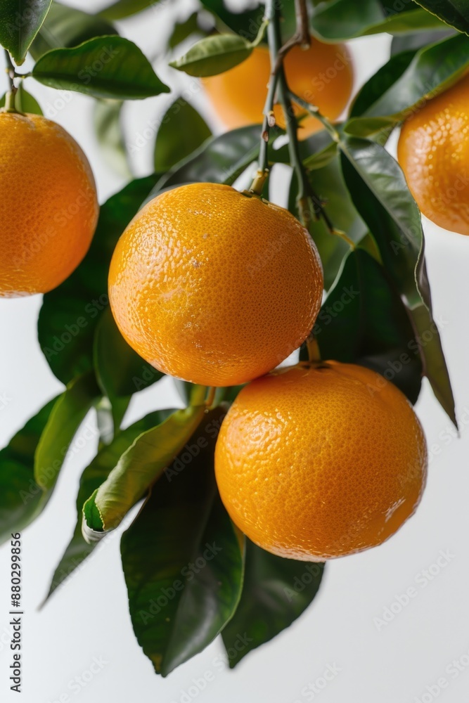 Poster a bunch of oranges hang from a tree branch