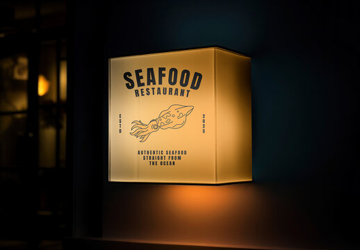 Restaurant Light Box Sign Mockup With Generative AI