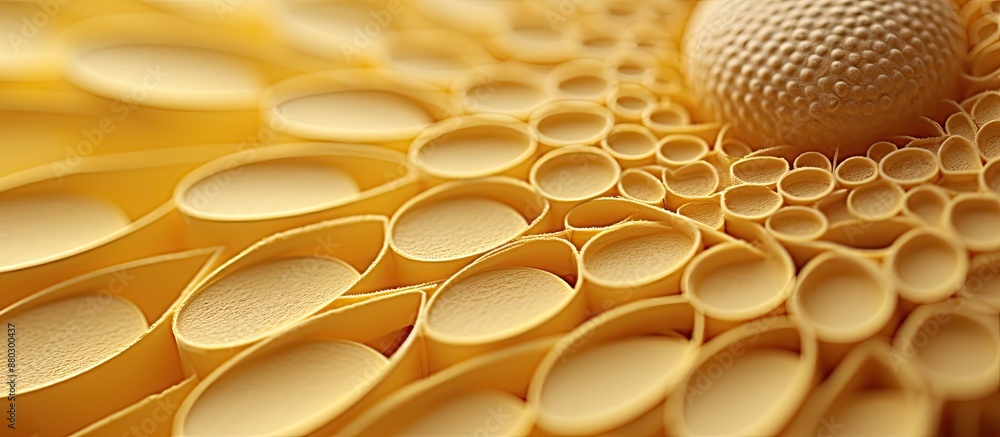 Poster macro photograph of a close-up view of a yellow textured paper background with a focus on the intric