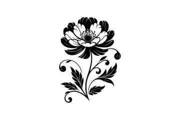 Plants and Flower silhouette Vector Style, Flower Vector illustration, branch plant and flower silhouette, flower elements, Flowers and leaves, Flowers icon set. Flowers isolated Vector Style.-14