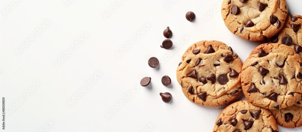 Aufkleber Cookie with chocolate chips on a white background with copy space image.