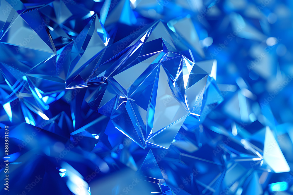 Poster abstract background blue with random geometric objects to be used as background