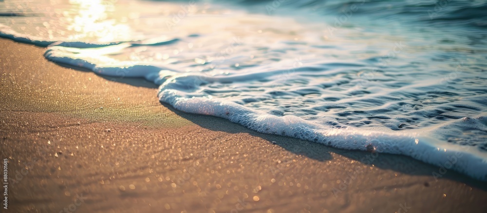 Aufkleber detailed view of sand with a gentle wave, presenting a serene coastal scene alongside a copy space i