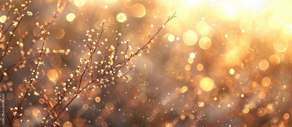 Poster a luxurious, romantic, abstract background with sparkles and golden bokeh in the sun, a shimmering t