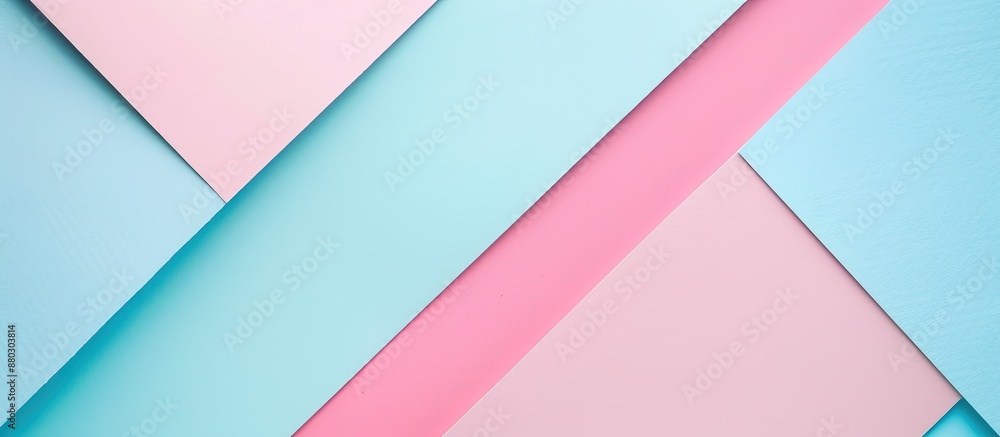 Poster minimal geometric shapes and lines in pastel pink and light blue colors create an abstract colored p