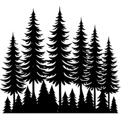 Obraz premium A pine forest icon silhouette vector art illustration