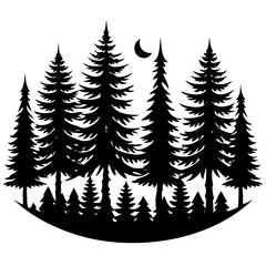 Obraz premium A pine forest icon silhouette vector art illustration