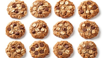 Obraz premium Twelve Delicious Oatmeal Chocolate Chip Cookies
