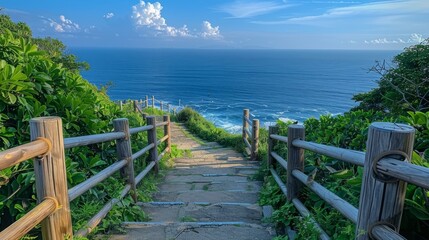 Obraz premium 海へ続く階段