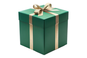 Green gift box isolated on transparent background
