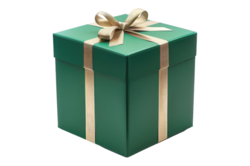 Green gift box isolated on transparent background