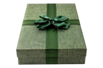 Green gift box isolated on transparent background