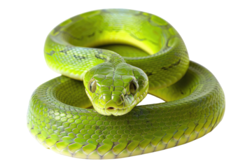 Green snake isolated on transparent background