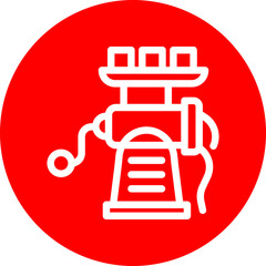 Meat Grinder Vector Line White Circle Red