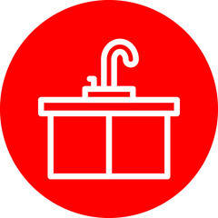 Sink Vector Line White Circle Red