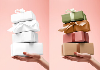 Stacked Gift Box Mockup With Generative AI