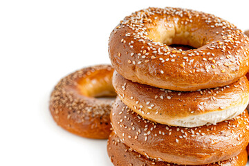 a stack of bagels with cream cheese filling