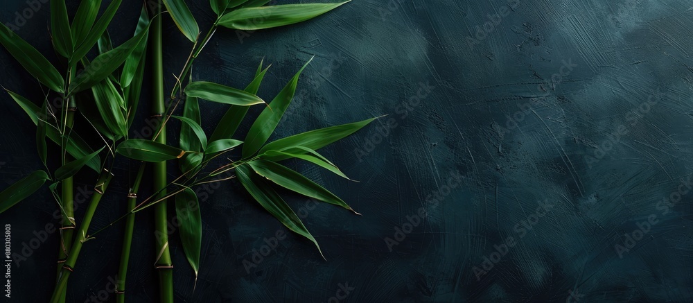 Poster bamboo branches set against a dark background with ample copy space image.