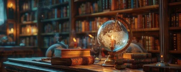 Magical Wizard's Library, 4K hyperrealistic photo