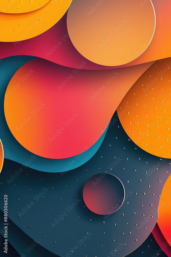 Poster modern papercut abstract colorful background made of paper waves. dynamic lines. overlapping shapes.